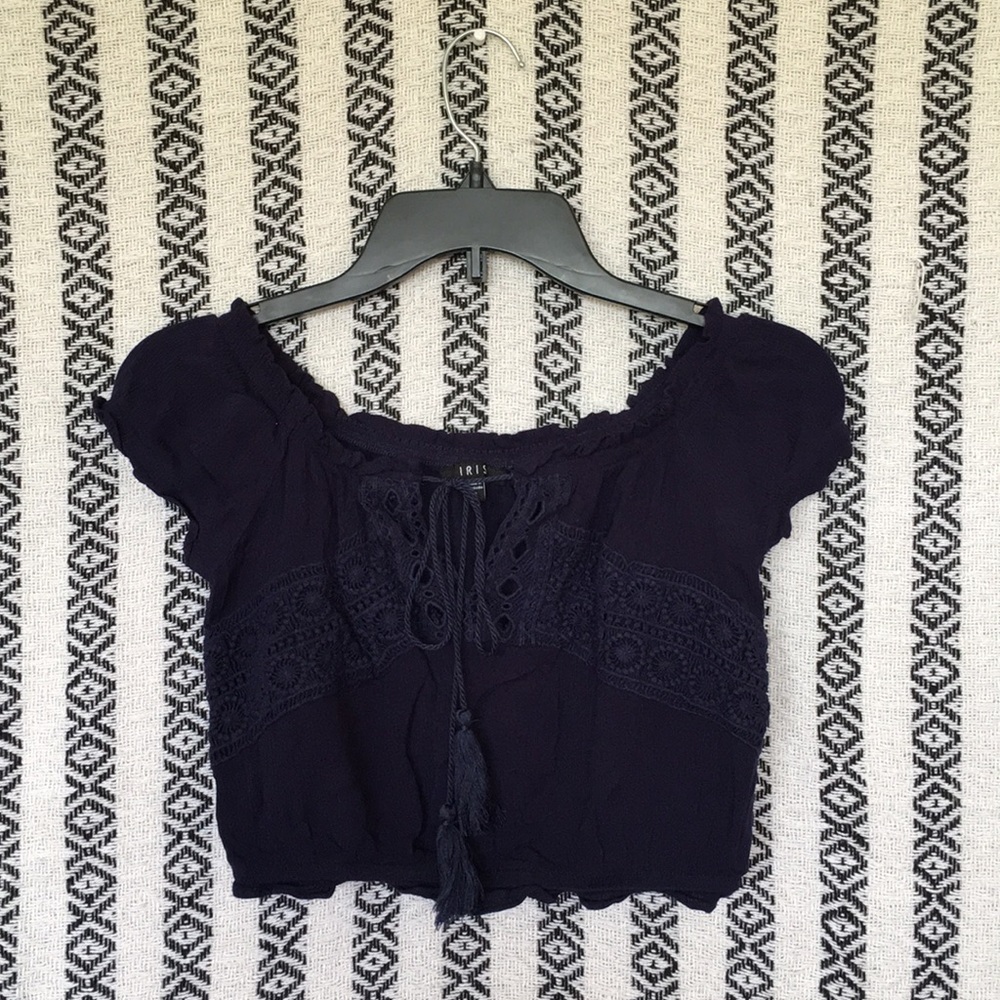 •Navy Crop Top•